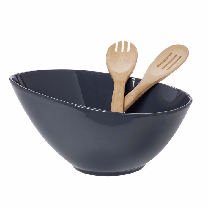 Cryspo Trio Salatiera Porselanis Obal me Koutales Bamboo 'IRONGREY' 26000931
